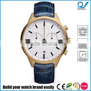 PVD gold case plating stainless steel case scratch-resistant men watch 2015 stainless steel