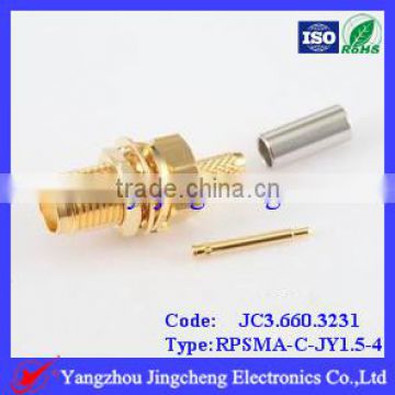 RPSMA female body with male pin crimp straight for RG316 cable bulkhead connector