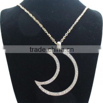 Rhinestone Crescent Pendant Necklace for Women