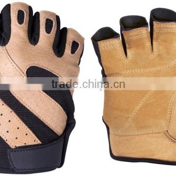 Custom half finger bodybuilding gloves 100% genuine leather gloves wholesale