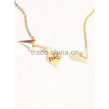 Valentines Day Initials Arrow Necklace