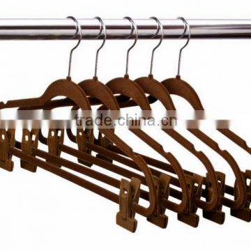 HEAD Thin Non-Slip velour Hangers flocking brown racked hanger with hooks