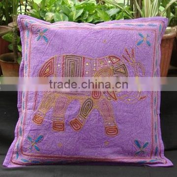 ELEPHANT CUSHION PILLOW COVERS THROW Animal Embroidery Decor India Ethnic INDIA