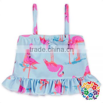 Wholesale Boutique Children Girls Blue Swimsuit Ruffle Two Pieces Baby Princess Swimsuit 2017 Bikinis