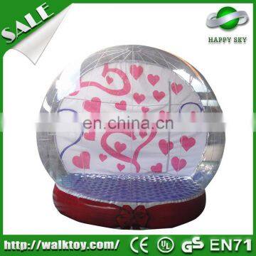 HI new design Christmas inflatable human size snow globe,Transparent inflatable decoration snow globe