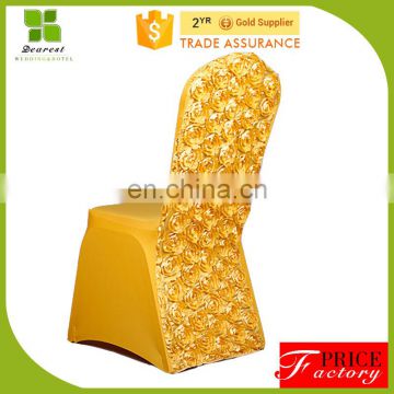 Fashionable rosette satin chair covers for wedding/banquet