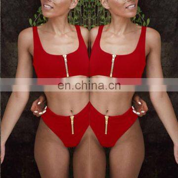 Bikini 2019 Swimwear Women Sexy Brazilian Biquini High Waist Bikinis Zipper Swimsuit For Girls Crop Top maillot de bain femme