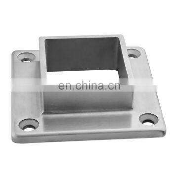 Square Stainless Steel Inox 304 Satin Polish Punching Floor Mounted Handrail Tube Flange with 4 Screws