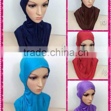 U090 New 2015 cotton MUSLM headgear CAP Long to shoulder plain solid color muslim ninja underscarfs