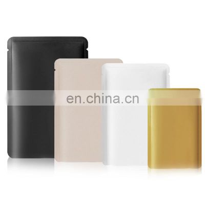 In Stock Smell Proof Laminated Matte Mylar 3 Side Seal Mylar Heat Seal Aluminum Foil Gold Black Plastic Bag Small Packaging Bag