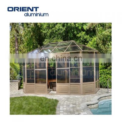 4 Season Solarium Garden Greenhouses Sun room PC Sheet Roof  Design For Sale Gazebo