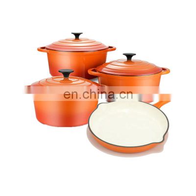 Kitchen Ware 4pcs Enamel Cast Iron Casserole Saucepan Pot Cookware Sets