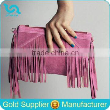 Boho Suede Leather Fringe bag Suede Leather Woman Clutch Bag With Tassel                        
                                                Quality Choice
