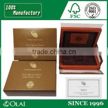 2015 Fancy Wooden Gold coin Display Box for gift