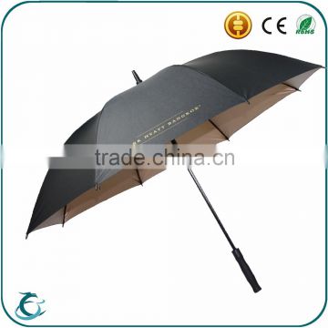 High quality 27 inch custom gold uv coated sunproof golf umbrella
