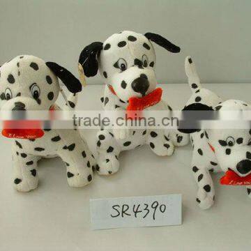 beautiful customized soft plush stuffed spotty dog animal toy with embroidered bone pillow&silk bowtie for valentine day