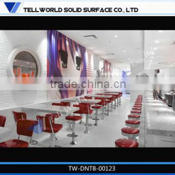2015 TW Hot sale fast food table and chairs round dining table marble