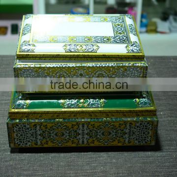 rectangular treasure tin box with embossment