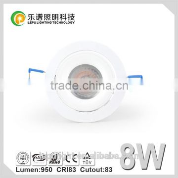 Durable warm white white 8w 13w dimmable led recessed downlight