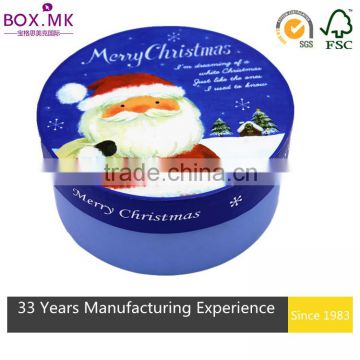 Hot Sale Blue Round Decorative Christmas Gift Boxes Lids
