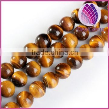 Natural A grade yellow tiger eye round beads