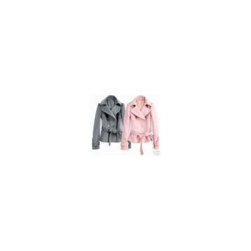 Korea Pink Two Row Button Coat-Women Lapel Jacket