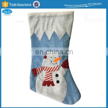 Sky Blue Color Snowman Embroidery Christmas Stocking