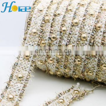 hit157 2.5cm New and hotselling beaded ribbon trimming lace for clothes