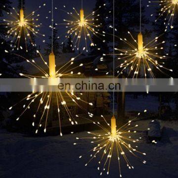 Remote Control Hanging Starburst String Lights 120Leds Copper Firework Christmas Lights Outdoor Fairy Garland Party Decor