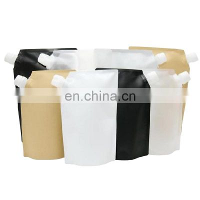 Eco-friendly Leakage Proof Paper Spout Pouch / Brown Kraft Paper Liquid Drink Packaging Spout Bag For Beverage