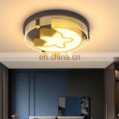 Simple Hanging Indoor Black Gold Decoration Iron Bedroom Living Room Round Modern LED Ceiling Light