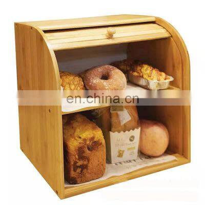 European style Garden Multi-functional Kitchen Fiber Bread Box With Bamboo Lid Pantry Organizer Kitchen & Tabletop