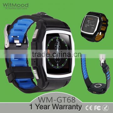 Black Blue Men Sport Running Pedometer Sedentary Reminder Heart Rate And GPS Positioning Compass Micro SIM Card Smart Watch GT68