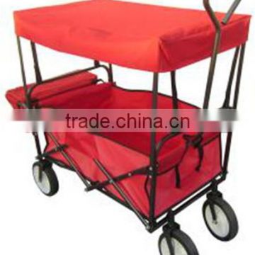 garden red foldable waggon with roof