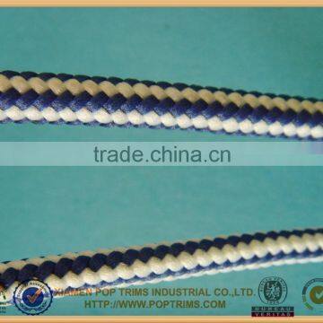 10mm round glossy shining braided rope with stripe color