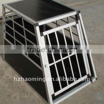 Alu Dog Box with round bars and firm board