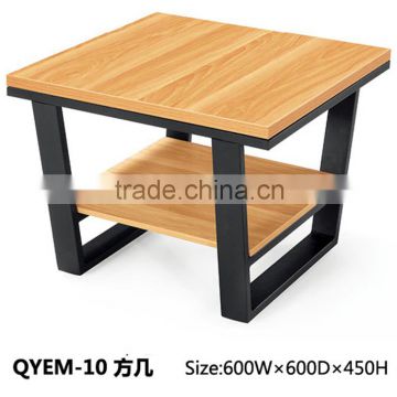 Small double layers tea table with wooden and steel feet