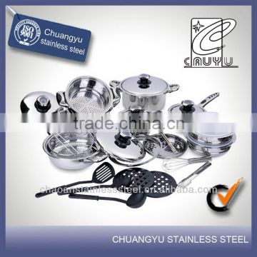 27Pcs thermometer stainless steel cookware set