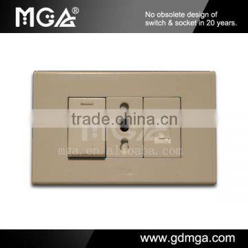 Italian wall switch and socket with telephone socket RJ11