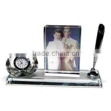 crystal desk gift set crystal office stationery table set with clock