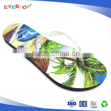 2017 summer beach hot sale design women sandals shoes with nice printing metallic flip flops