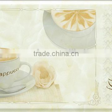 green wall tile with coffee picture