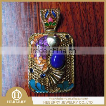 Hot Enamal Pendant with gemstone and diamond 925 sterling Silver pendants