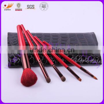 Mini Cosmetic Brush Set with Wooden Handle and Aluminium Ferrule
