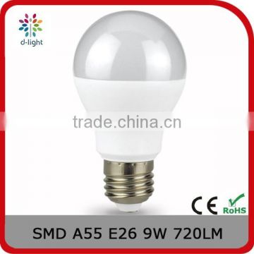 A17 720lm 9w 70we E26 aluminum and plastic light bulb for north American market