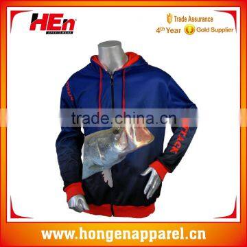 Hongen apparel sublimated fishing wear waterproof fishing clothing custom fishing hoodies