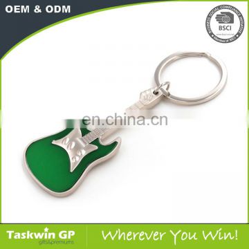 hot new products green printing guitar shaped metal keychain
