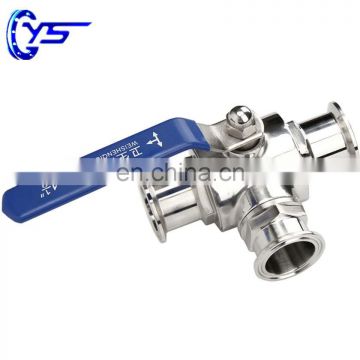 Three Way Stainless Steel Clamp connection Manual Ball Valve With Handle