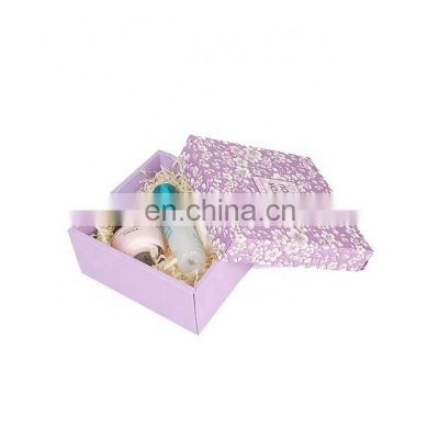 Elegant Purple 350g Cardboard Paper Box Customized Logo Foldable Box for Birthday Gift Box