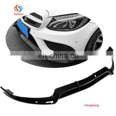 Honghang Auto Accessories Hot Sale Car Parts Glossy Font Bumper Lip Spoiler For Benz W205 Sport C180 C200 C300 2015-2018